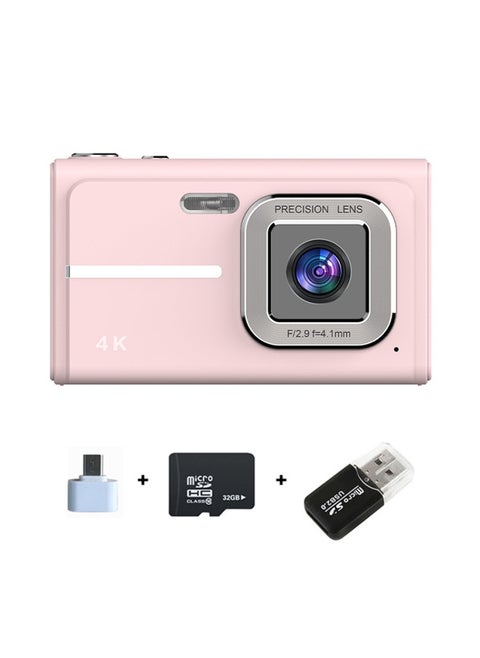 CCD Camera Student Party Cheap Old Card Camera Can Pass Mobile Phone AF Focus High Color Value Gift-Body Color:X1 Pink + 32G Memory Card + USB Card Reader + TYPE-C Adapter