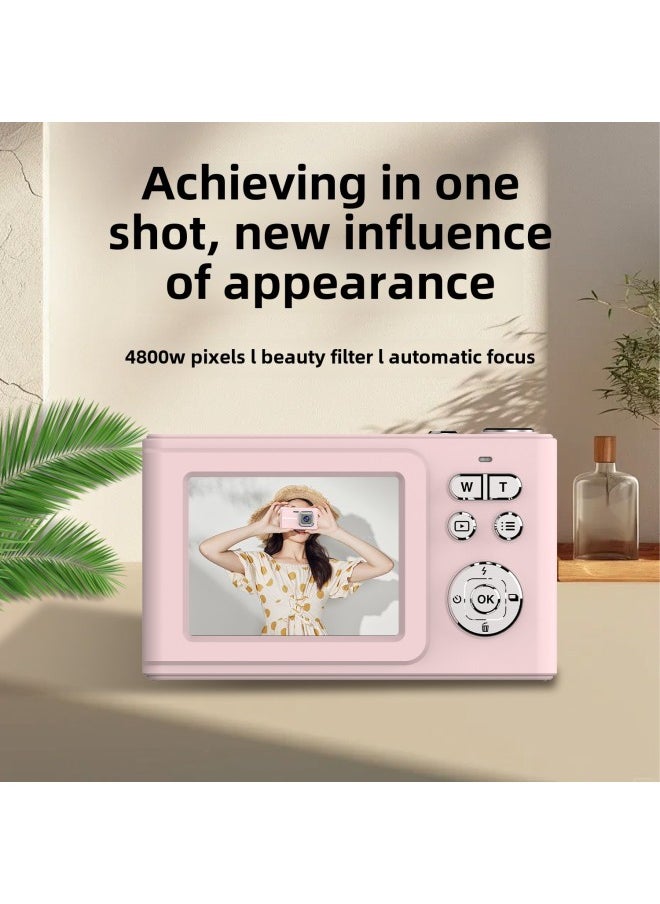 CCD Camera Student Party Cheap Old Card Camera Can Pass Mobile Phone AF Focus High Color Value Gift-Body Color:X1 Pink + 32G Memory Card + USB Card Reader + TYPE-C Adapter