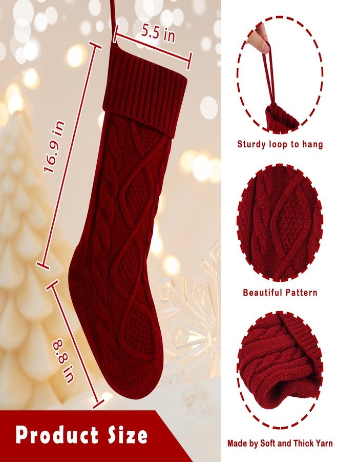 YMSZ Christmas Stockings, 18 inch Large Knit Christmas Stocking, 3 Pack Hanging Xmas Stockings for Family Christmas Decorations - Image 2