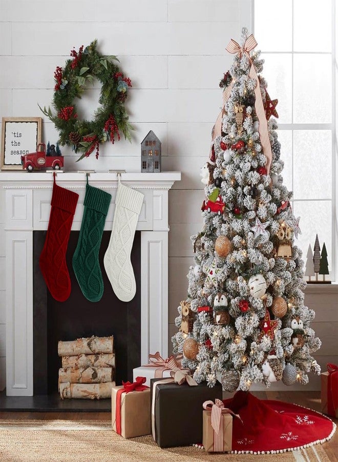 YMSZ Christmas Stockings, 18 inch Large Knit Christmas Stocking, 3 Pack Hanging Xmas Stockings for Family Christmas Decorations - Image 4