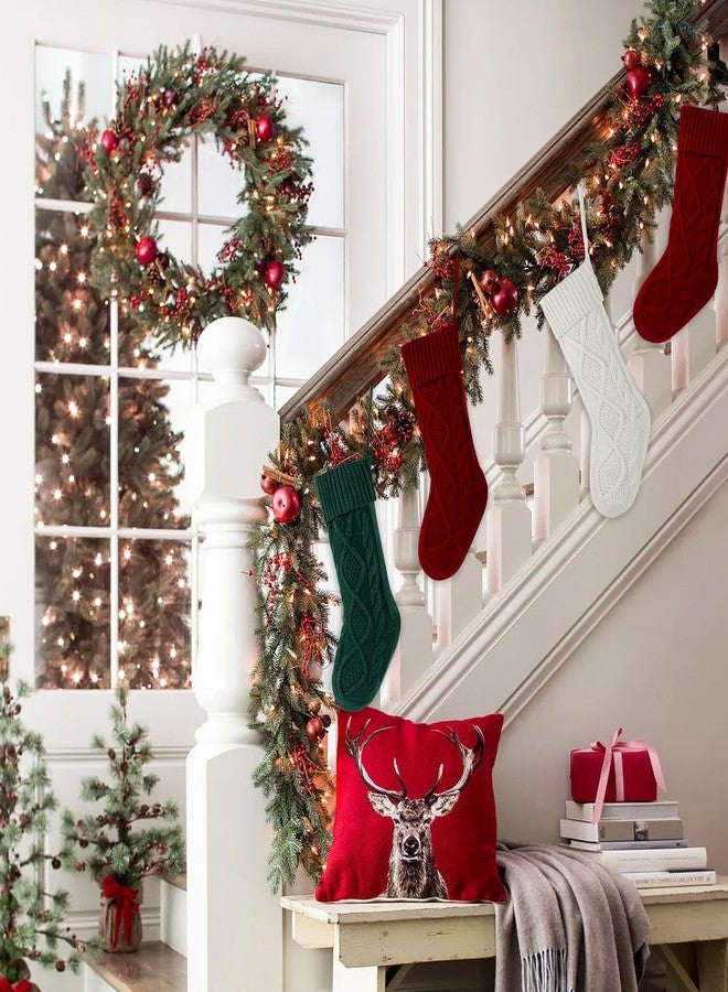 YMSZ Christmas Stockings, 18 inch Large Knit Christmas Stocking, 3 Pack Hanging Xmas Stockings for Family Christmas Decorations - Image 5
