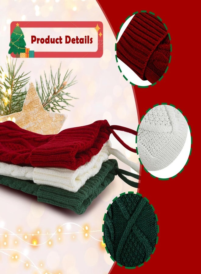 YMSZ Christmas Stockings, 18 inch Large Knit Christmas Stocking, 3 Pack Hanging Xmas Stockings for Family Christmas Decorations - Image 3