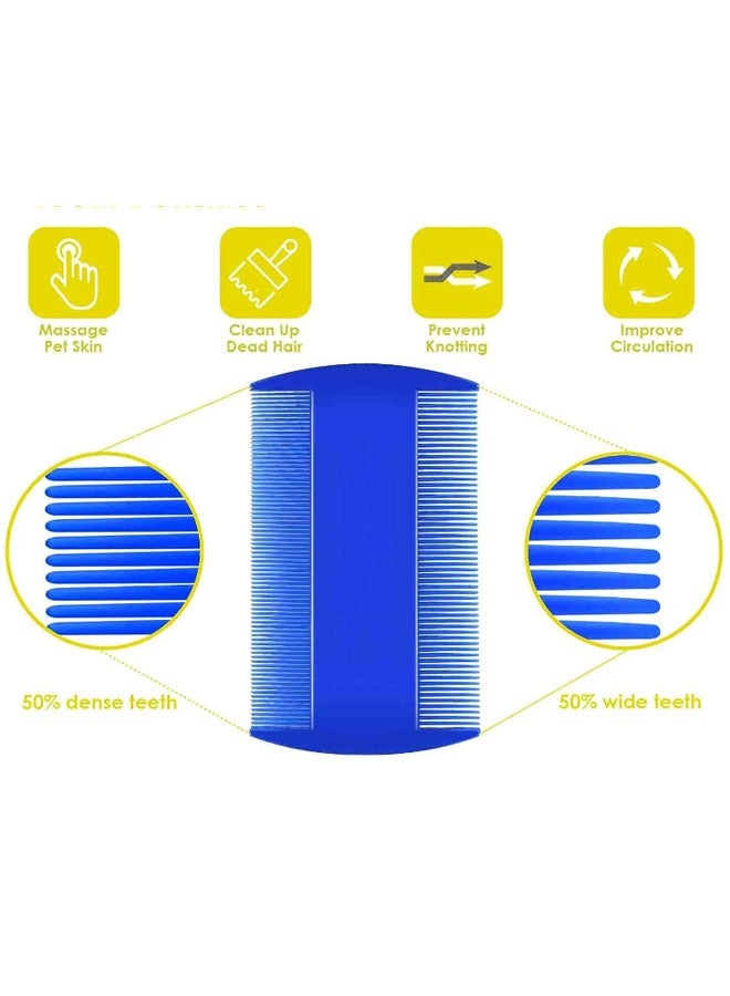 GMORO 4-Pack Flea Tick Comb,Stainless Steel Round Teeth Dog and Cat Grooming Comb,Double-Sided Professional Pet Tear Stain Remover,Shedding Tool for Small,Medium and Large Pets - Image 4