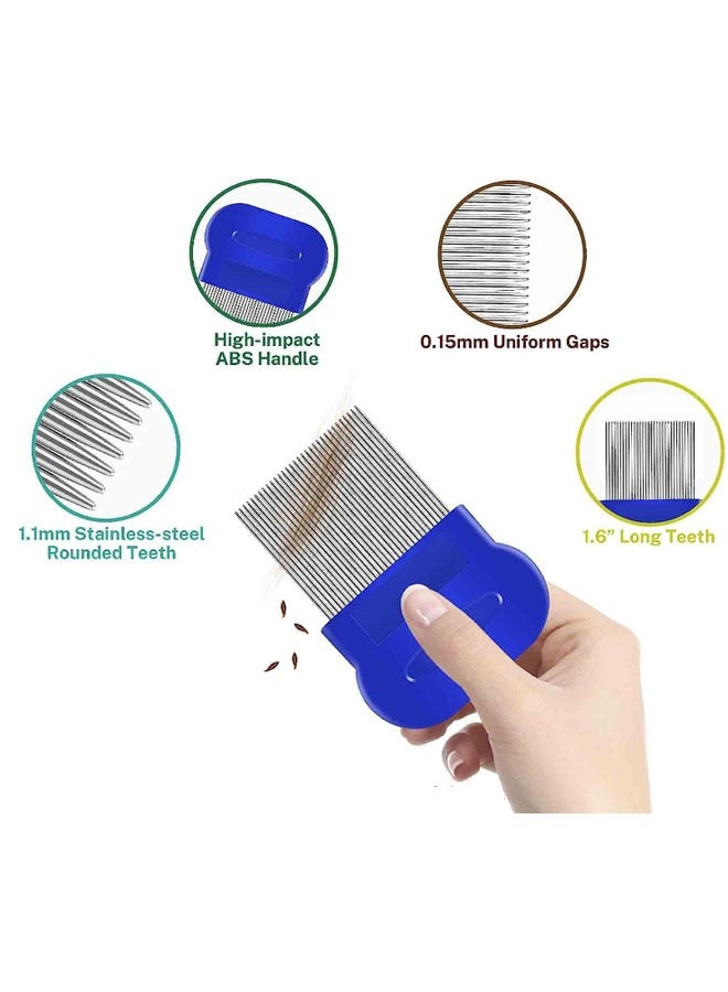 GMORO 4-Pack Flea Tick Comb,Stainless Steel Round Teeth Dog and Cat Grooming Comb,Double-Sided Professional Pet Tear Stain Remover,Shedding Tool for Small,Medium and Large Pets - Image 5