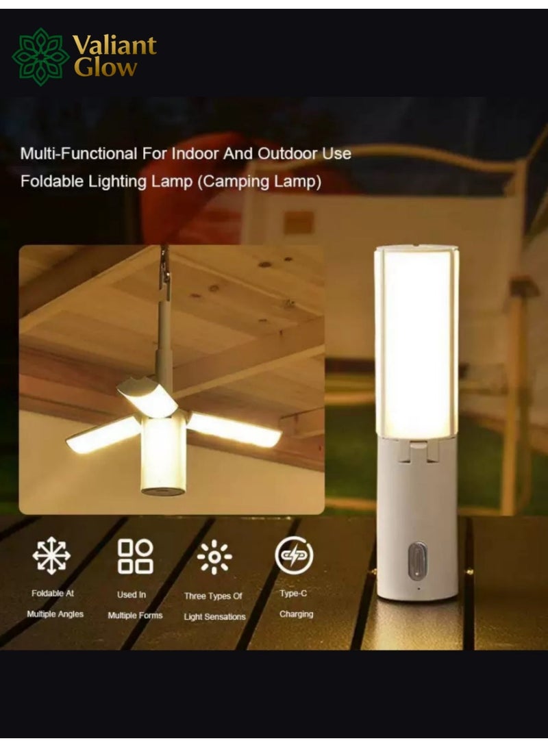توهج شجاع مصباح تخييم LED أبيض قابل للطي ومحمول للطوارئ | مصابيح تخييم قابلة لإعادة الشحن | مصباح تخييم مع حامل | مصباح LED للتخييم | مصباح خيمة قابل للطي ومقاوم للماء | مصباح تخييم قابل لإعادة الشحن ببطارية 4000 مللي أمبير | عمر بطارية طويل | قاعدة مغناطيسية | ثلاثة أوضاع استشعار للضوء | قابل للطي بزوايا متعددة. - Image 4