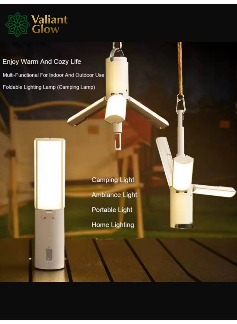 توهج شجاع مصباح تخييم LED أبيض قابل للطي ومحمول للطوارئ | مصابيح تخييم قابلة لإعادة الشحن | مصباح تخييم مع حامل | مصباح LED للتخييم | مصباح خيمة قابل للطي ومقاوم للماء | مصباح تخييم قابل لإعادة الشحن ببطارية 4000 مللي أمبير | عمر بطارية طويل | قاعدة مغناطيسية | ثلاثة أوضاع استشعار للضوء | قابل للطي بزوايا متعددة. - Image 3