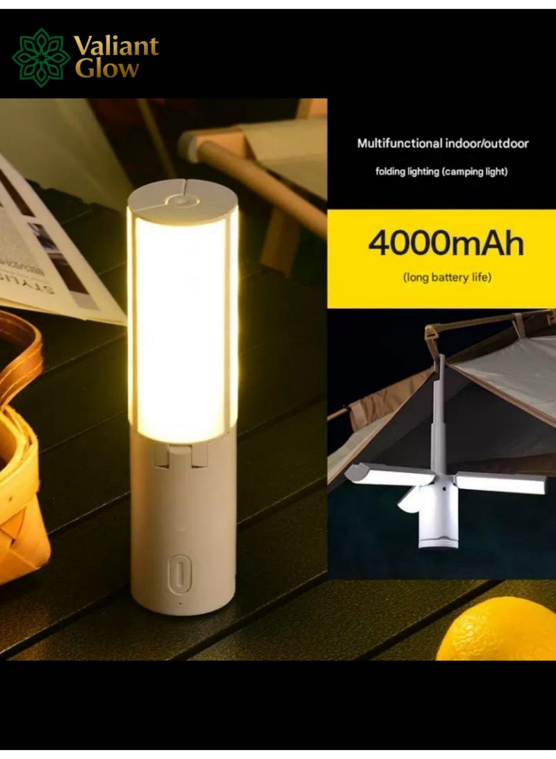 توهج شجاع مصباح تخييم LED أبيض قابل للطي ومحمول للطوارئ | مصابيح تخييم قابلة لإعادة الشحن | مصباح تخييم مع حامل | مصباح LED للتخييم | مصباح خيمة قابل للطي ومقاوم للماء | مصباح تخييم قابل لإعادة الشحن ببطارية 4000 مللي أمبير | عمر بطارية طويل | قاعدة مغناطيسية | ثلاثة أوضاع استشعار للضوء | قابل للطي بزوايا متعددة. - Image 5