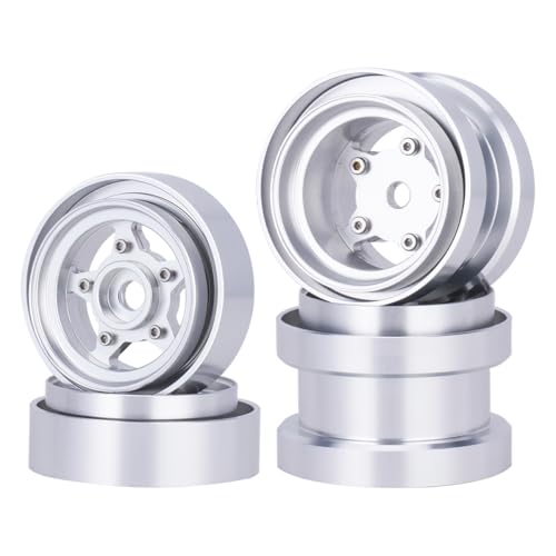 G.T.R RC 4Pcs Wheels Hub Rims Wheel Rims for Tamiya Sand ScorcherFrogFighting BuggyGrasshopperSuperchamp Aluminum 110 RC Car Chassis Upgrade Parts Silver - Image 1