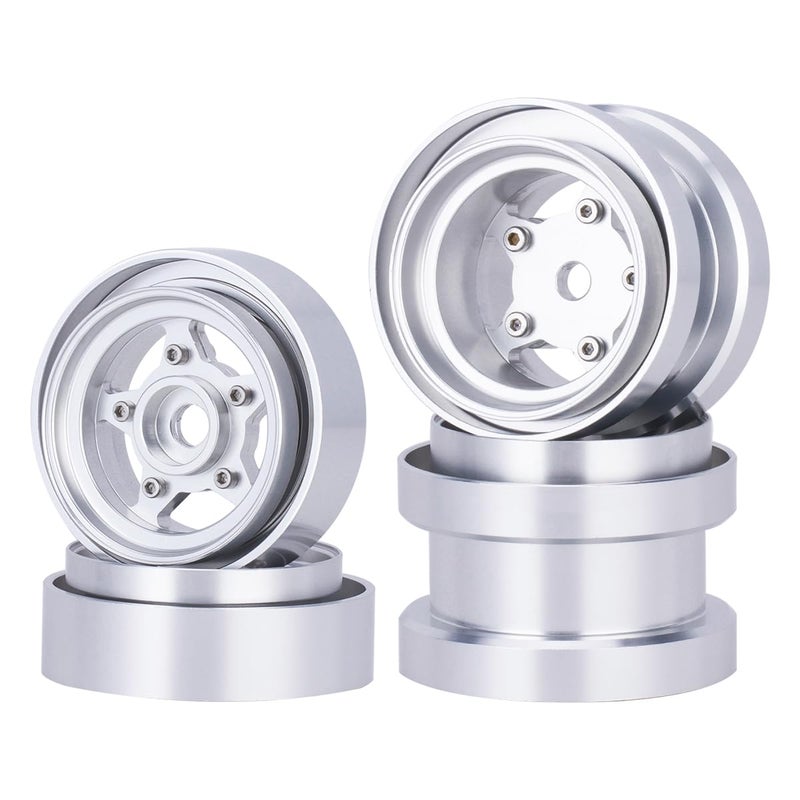 G.T.R RC 4Pcs Wheels Hub Rims Wheel Rims for Tamiya Sand ScorcherFrogFighting BuggyGrasshopperSuperchamp Aluminum 110 RC Car Chassis Upgrade Parts Silver - Image 3
