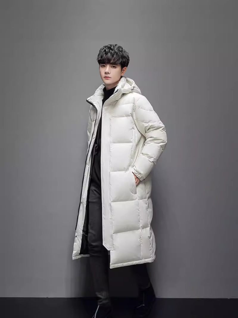 Down Jacket Men'S And Women'S Winter Korean-Style Loose Simple Long Knee-Length Hat Thickened Warm Couple'S Fashionable Jacket - Image 5