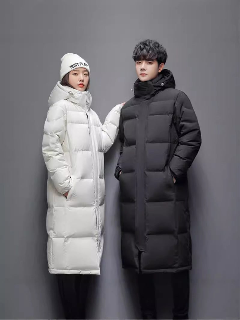 Down Jacket Men'S And Women'S Winter Korean-Style Loose Simple Long Knee-Length Hat Thickened Warm Couple'S Fashionable Jacket - Image 4