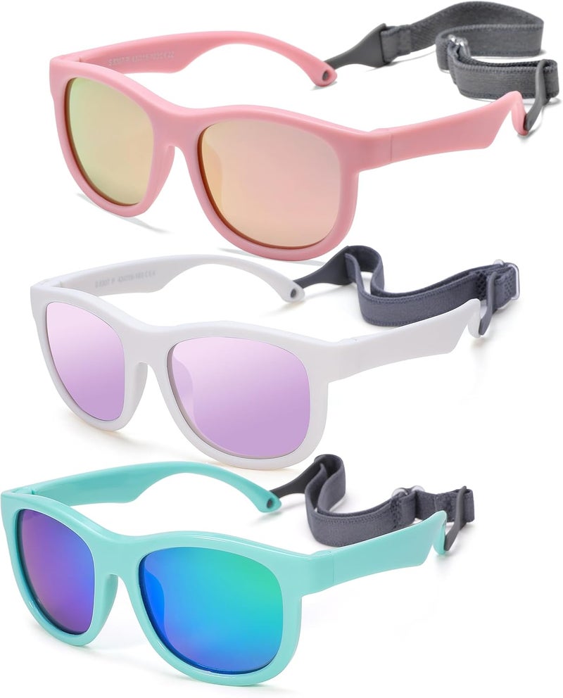 NULOOQ Flexible Polarized Baby Sunglasses with Adjustable Strap for Toddler Newborn Infant Age 0-24 Months - Image 1