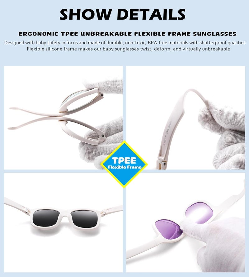 NULOOQ Flexible Polarized Baby Sunglasses with Adjustable Strap for Toddler Newborn Infant Age 0-24 Months - Image 4