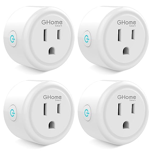 GHome Smart Plug Mini, WiFi Smart Outlet Plug Works with Alexa and Google Home, Timer Outlet with APP Control, 2.4GHz Network Only, No Hub Required, ETL FCC Listed (4 Pack), White - Image 1