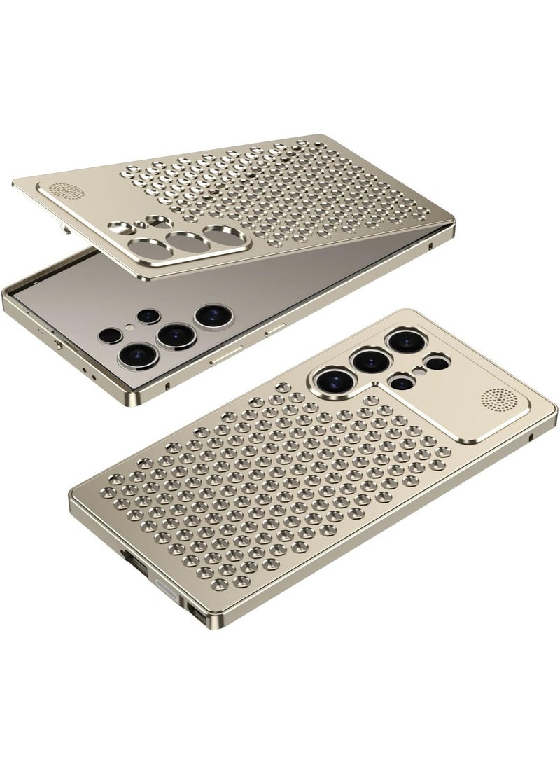 General Case Compatible with Samsung Galaxy S24 Ultra Case, Luxury Honeycomb Heat Dissipation Aluminum Frame Metal Cover for Samsung Galaxy S24 Ultra  - Image 1