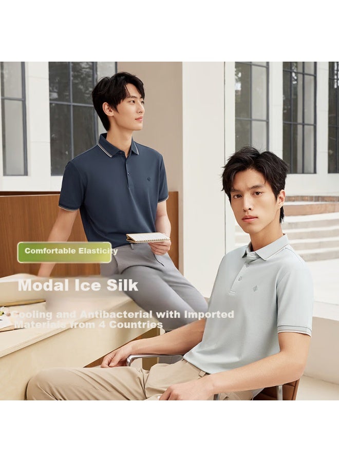 Hodo Modal Silk Short Sleeve Cool Feeling Polo Shirt With Turn-down Collar T-shirt, Father's Day Gift - Image 1