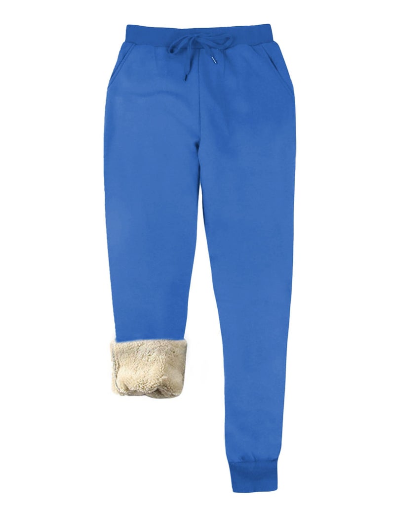 Yeokou Women's Warm Sherpa Lined Athletic Sweatpants Jogger Fleece Pants(KleinBlue-S) - Image 1
