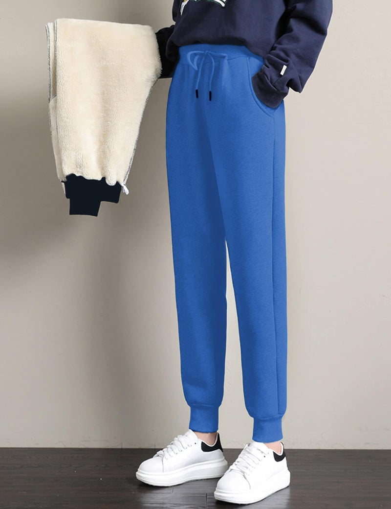 Yeokou Women's Warm Sherpa Lined Athletic Sweatpants Jogger Fleece Pants(KleinBlue-S) - Image 3