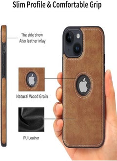 ESCASE iPhone 15 Case, Vegan Leather Protective Case for iPhone 15 6.1", Luxury, Elegant and Beautiful Design Cover, Non-Slip Vintage Looking Perfect Stitching Leather Case-Brown  - Image 3