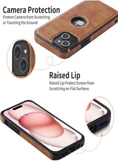 ESCASE iPhone 15 Case, Vegan Leather Protective Case for iPhone 15 6.1", Luxury, Elegant and Beautiful Design Cover, Non-Slip Vintage Looking Perfect Stitching Leather Case-Brown  - Image 5
