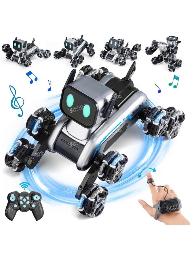 VikriDA Remote Control Cars for Kids Adults, 8WD Gesture Sensor RC Stunt Car with Light, Music, RC Robot Dog Toys,Birthday Toy for 6 7 8 9 10 11 12 13 Years Old Boys Girls Kids,Black - Image 1