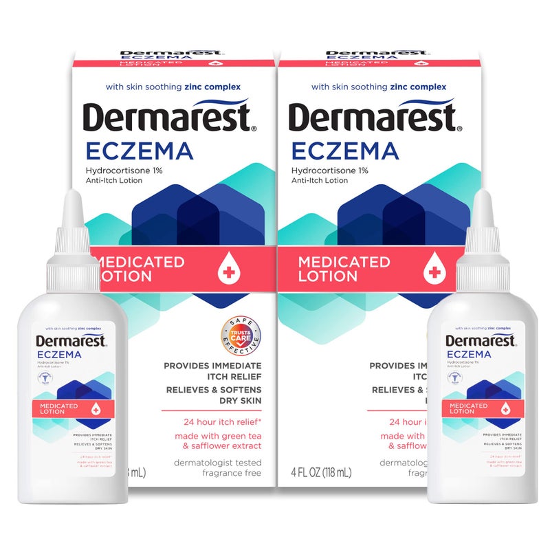 Dermarest Eczema Medicated Lotion | Dermatologist Tested | 4 FL OZ (2 Pack) - Image 1