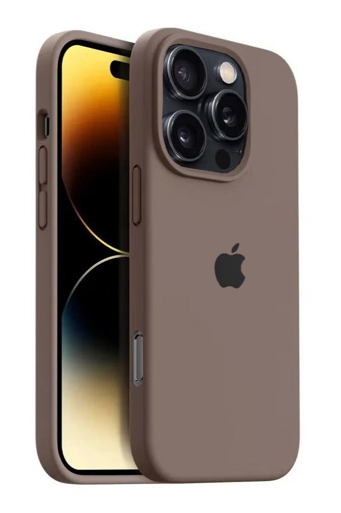 Compatible with  iPhone 16 Pro Max 6.9", Case  Slim Liquid Silicone 3 Layers Soft Gel Rubber Shockproof Protective Case with Anti-Scratch Microfiber Lining-Light Brown - Image 1