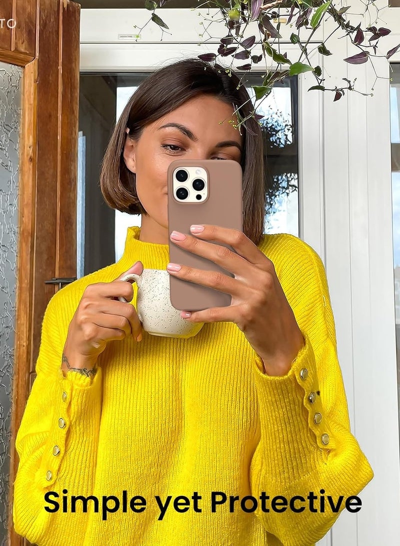 Compatible with  iPhone 16 Pro Max 6.9", Case  Slim Liquid Silicone 3 Layers Soft Gel Rubber Shockproof Protective Case with Anti-Scratch Microfiber Lining-Light Brown - Image 2