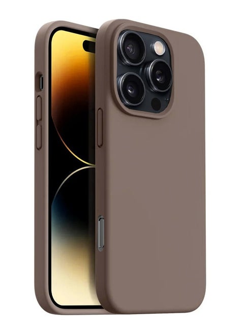 Compatible with  iPhone 16 Pro Max 6.9", Case  Slim Liquid Silicone 3 Layers Soft Gel Rubber Shockproof Protective Case with Anti-Scratch Microfiber Lining-Light Brown