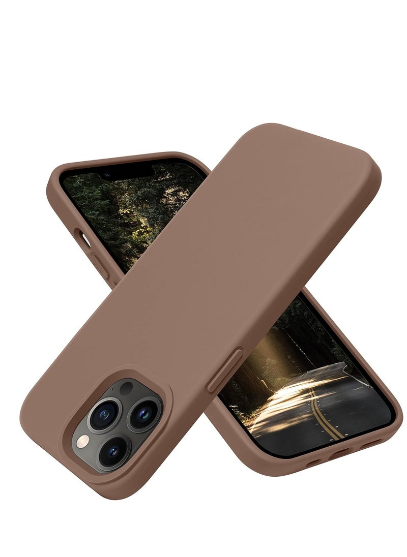 Compatible with  iPhone 16 Pro Max 6.9", Case  Slim Liquid Silicone 3 Layers Soft Gel Rubber Shockproof Protective Case with Anti-Scratch Microfiber Lining-Light Brown