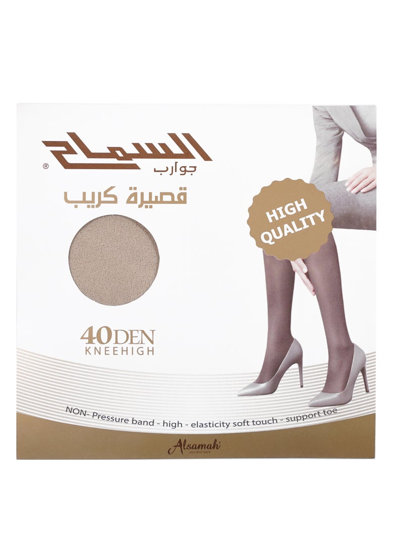 Crepe Socks, semi-sheer Socks 40Den, Velvet Touch, Reinforced Toe KneeHigh