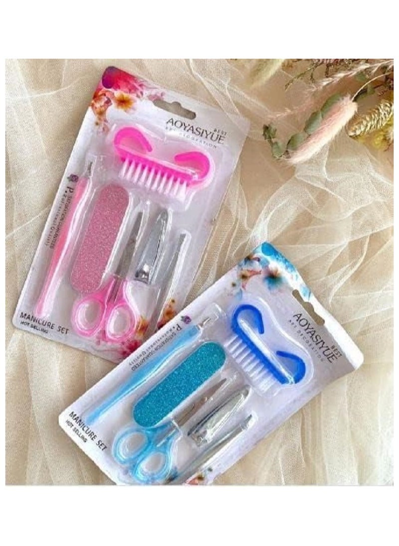 Generic 6pcs Women Manicure Pedicure Set Stainless Steel Nail Care Set Nail Brush Scissors Nail Polish Cuticle Remover Tweezers Multi Color  - Image 1