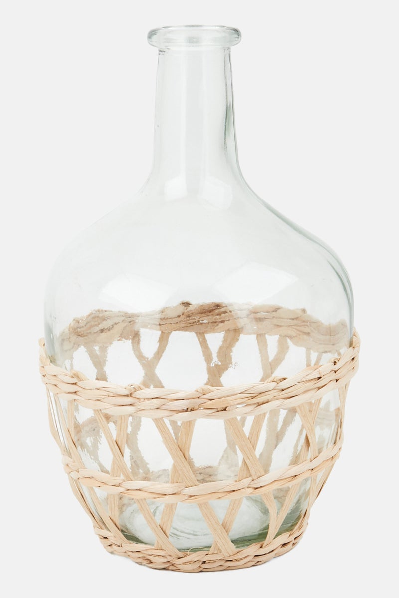 Muy Mucho Glass Bottle Decorative Vase, Transparent  - Image 1