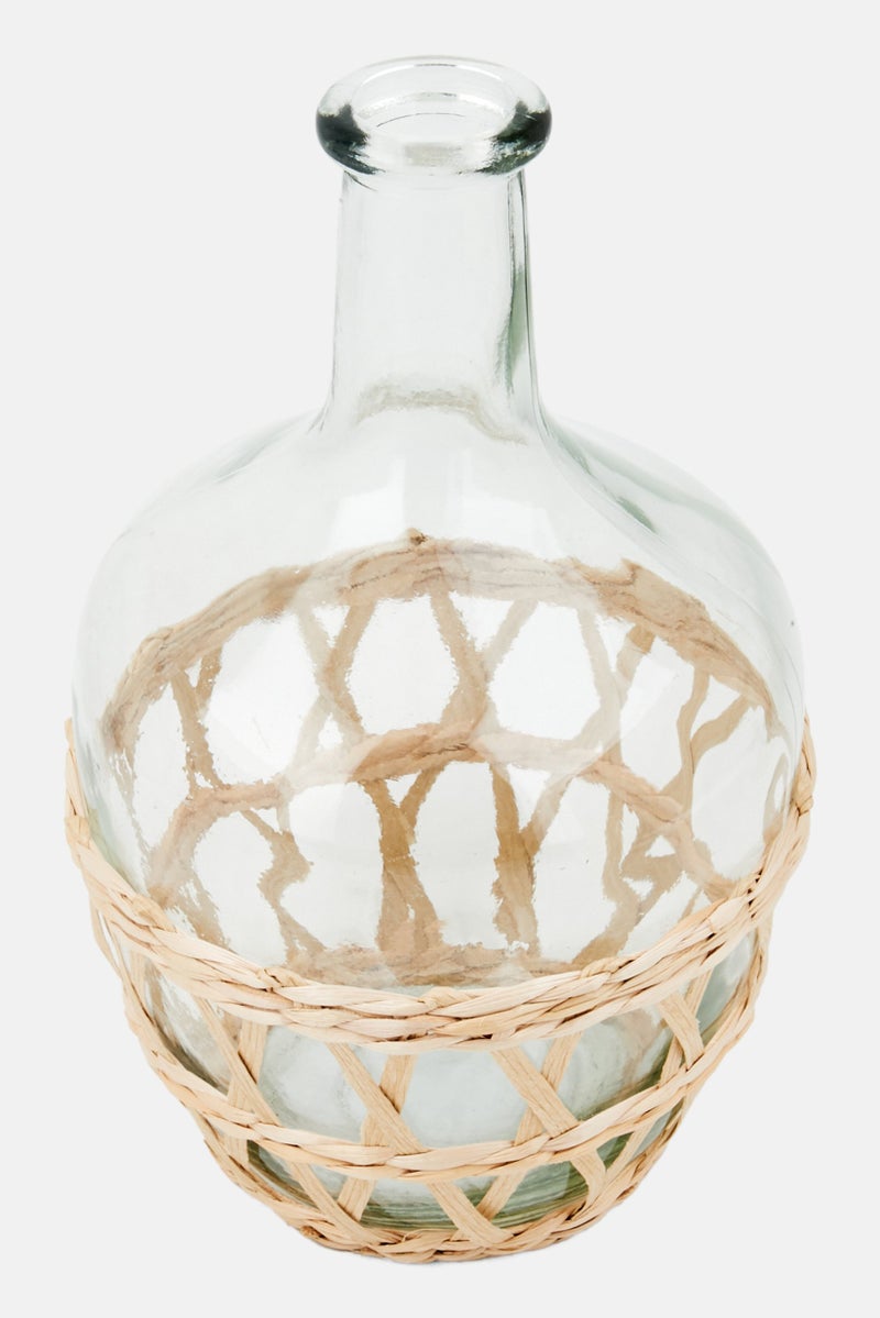Muy Mucho Glass Bottle Decorative Vase, Transparent  - Image 2