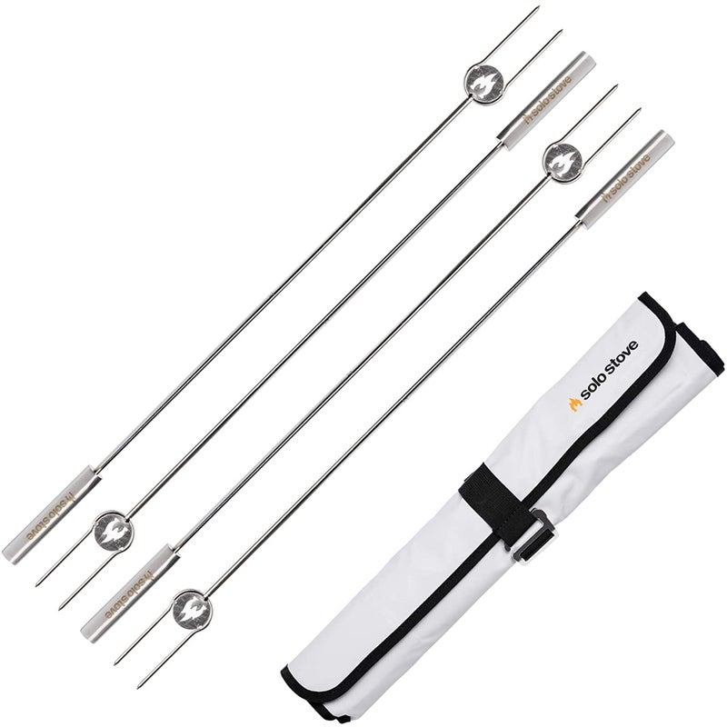 Solo Stove Solo Stove for Fire Pits Sticks Stainless Steel Great for Roasting Marshmallows and Hot Dogs Marshmallow Sticks Fire Pit Accessories for Smores Maker  Set of 4 with Protective Casing