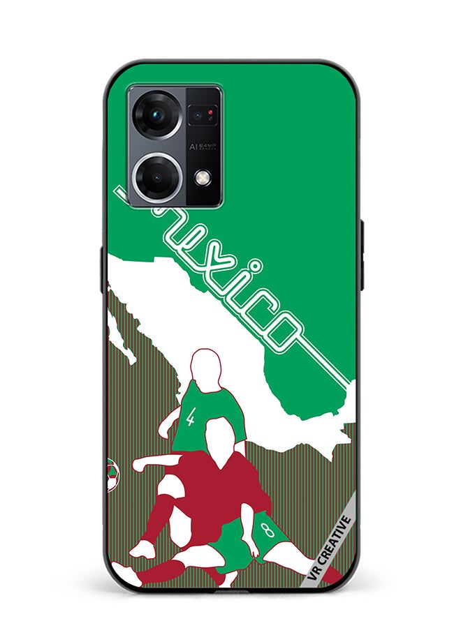 VR CREATIVE Protective Case Cover For Oppo Reno8 4G Mexico Football Soccer Players Design Multicolour - Image 1