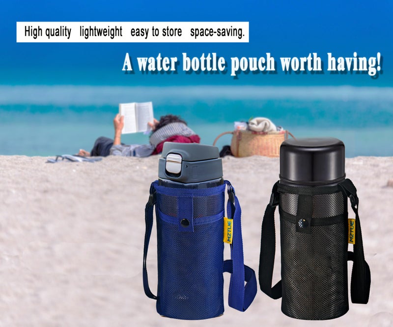 MZTUE 2-Pcs Water Bottle Holder with Strap, Premium Easy Clean, Light Water Bottle Carrier Bag with Pocket for Hiking, Walking, Travel - Image 2