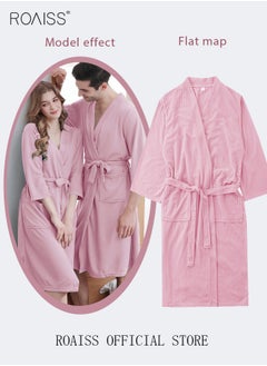 roaiss Women and Men Waffle Kimono Bathrobe Cotton Sleepwear Spa Robe Nightwear Nightgown Women Water Bathrobe Bridesmaid Robes Unisex Dressing Gown Autumn Robe  - Image 2