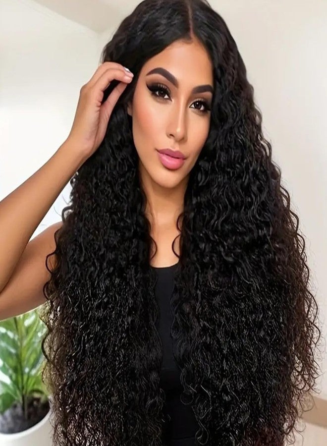 بيسماهير شعر مستعار أمامي دانتيل بطول 26 بوصة، مموج بعمق، مصنوع من شعر بشري طبيعي، منتوف مسبقًا، بدون غراء، شعر مستعار أمامي صناعي مموج، شعر مستعار مجعد، شعر مستعار شفاف عالي الدقة للنساء ذوات البشرة السمراء، للاستخدام اليومي والحفلات - Image 2