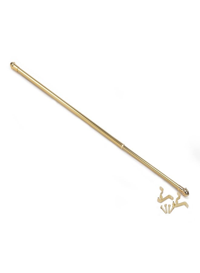 Achim Fantasia Cafe Decorative Window Curtain Rod, 18"- 28" Adjustable Width, 7/16" Diameter, 3/4" Projection - Brass with Matching Finials - Easy to Install Telescoping Rod - Brackets & Hardware Included - Image 1