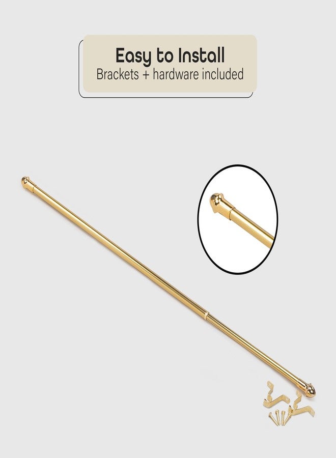Achim Fantasia Cafe Decorative Window Curtain Rod, 18"- 28" Adjustable Width, 7/16" Diameter, 3/4" Projection - Brass with Matching Finials - Easy to Install Telescoping Rod - Brackets & Hardware Included - Image 4