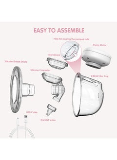 YOUHA YOUHA Wearable Breast Pump Hands Free Electric Single Portable Wearable Breast Cup 8oz/ 240ml BPA-free 3 Modes 9 Suction Levels Rechargeable Comfort Breastfeeding Milk Collector (28mm Nipple Diameter)  - Image 2