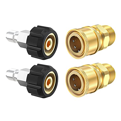 Twinkle Star Pressure Washer Quick Connect Fittings, Quick Connect Kit M22 14mm to 3/8 Inch, 4 Pieces - Image 1