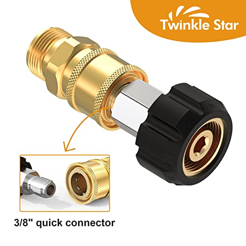 Twinkle Star Pressure Washer Quick Connect Fittings, Quick Connect Kit M22 14mm to 3/8 Inch, 4 Pieces - Image 2