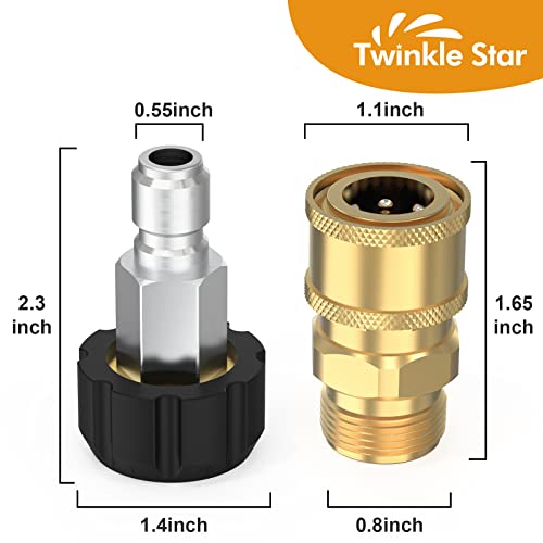 Twinkle Star Pressure Washer Quick Connect Fittings, Quick Connect Kit M22 14mm to 3/8 Inch, 4 Pieces - Image 4