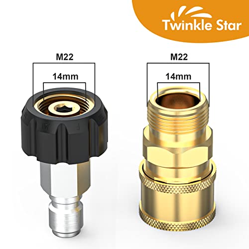 Twinkle Star Pressure Washer Quick Connect Fittings, Quick Connect Kit M22 14mm to 3/8 Inch, 4 Pieces - Image 3