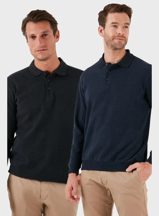 Buratti Buratti Cotton Blend Regular Fit 2-Pack Polo Collar Sweater Men's POLO COLLAR SWEATER 456223S2
