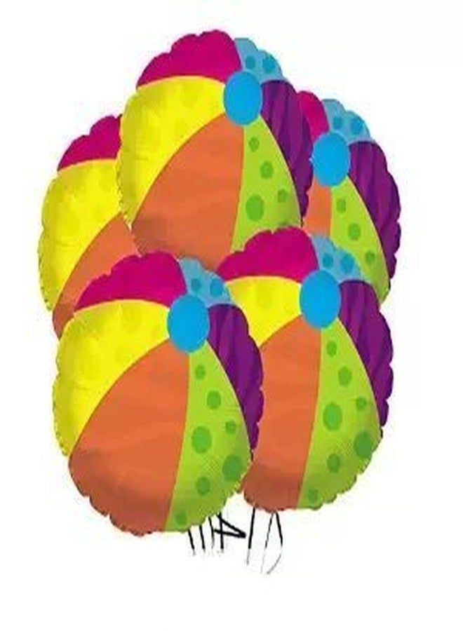 PMU Beach Ball 18 Inches Mylar Balloon (1/Pkg) Pkg/5 - Image 1