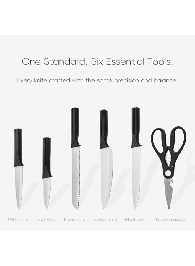 Relex 7PCS Knife Set, High-End Kitchen Knife Set with Universal Knife Holder, Rust Proof And Non Stick High Carbon Stainless Steel Kitchen Special Sharp Chef Knife, Can Be Placed In Dishwasher - Image 4