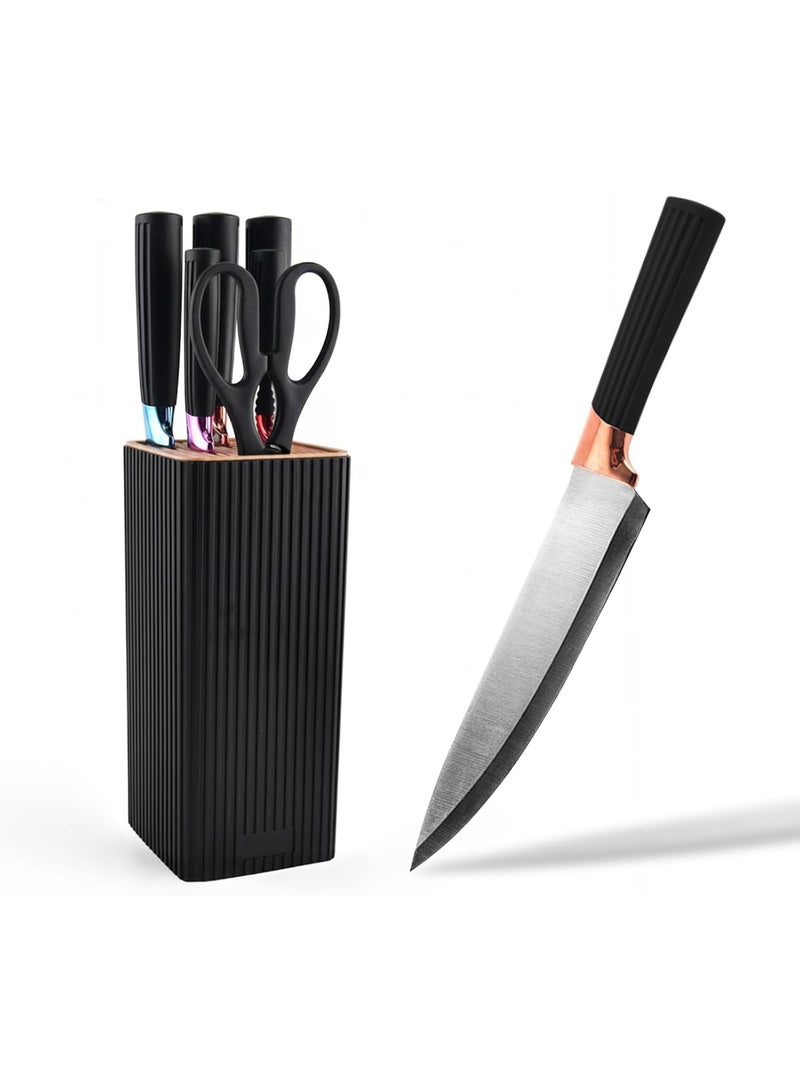 Relex 7PCS Knife Set, High-End Kitchen Knife Set with Universal Knife Holder, Rust Proof And Non Stick High Carbon Stainless Steel Kitchen Special Sharp Chef Knife, Can Be Placed In Dishwasher - Image 1